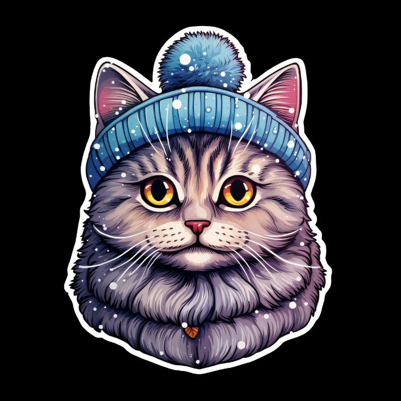 Cat with bobble hat