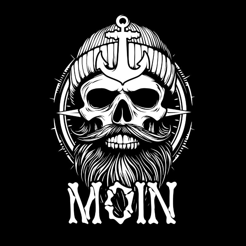 Moin - Totenkopf mit Bart - Seemann Geschenk