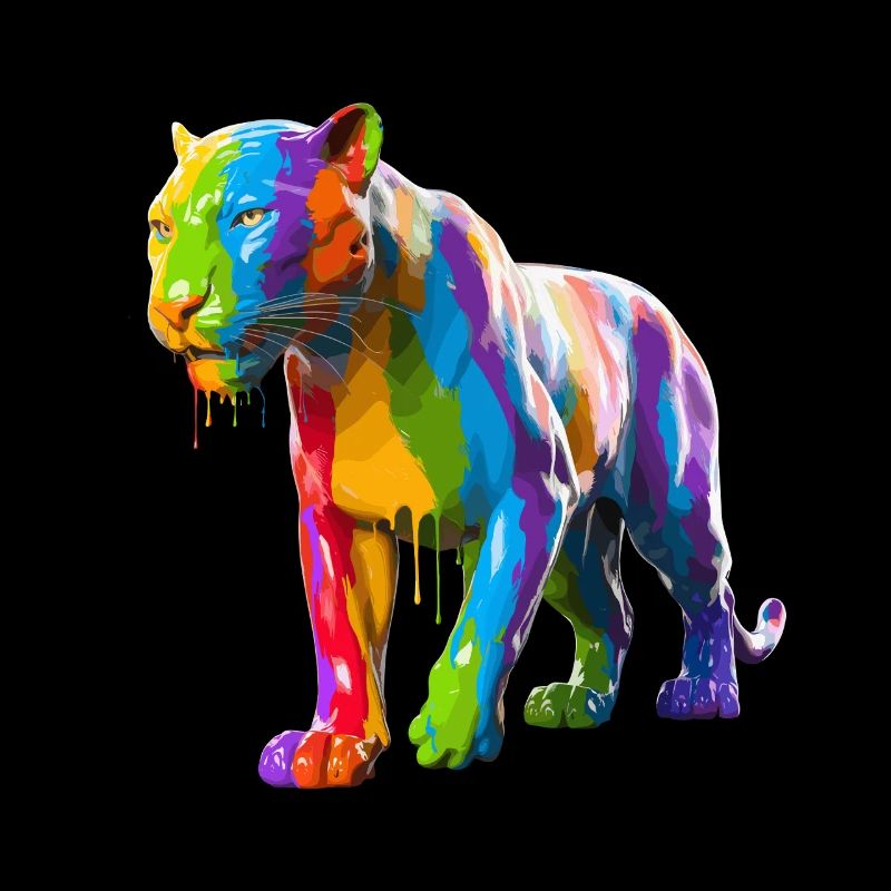 Éclaboussures de peinture Tiger avec des couleurs vives et