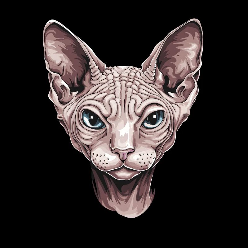 Fascinante œuvre d’art de portrait de chat Sphinx