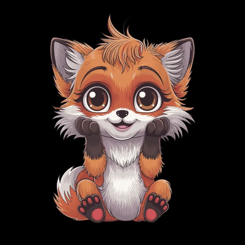Cute cartoon fox with big eyes and