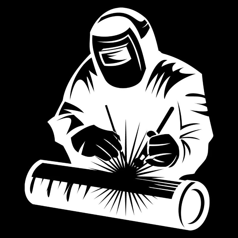 Welder silhouette during arc welding