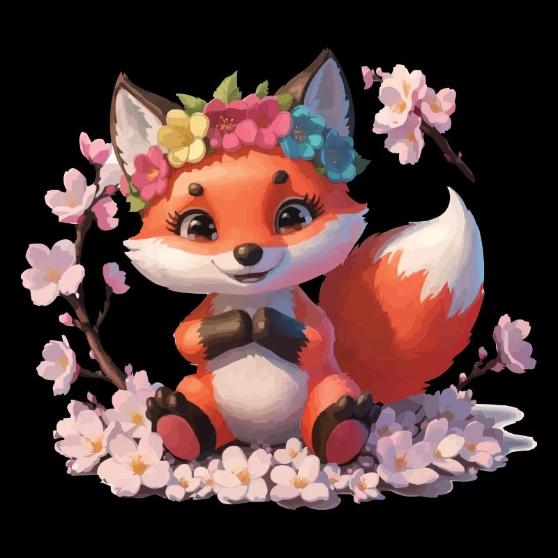 Cute cute fox in spring gift