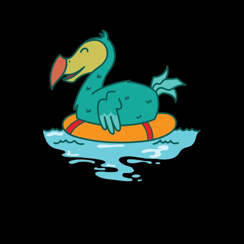 Dodo dans l’eau avec un oiseau flottant