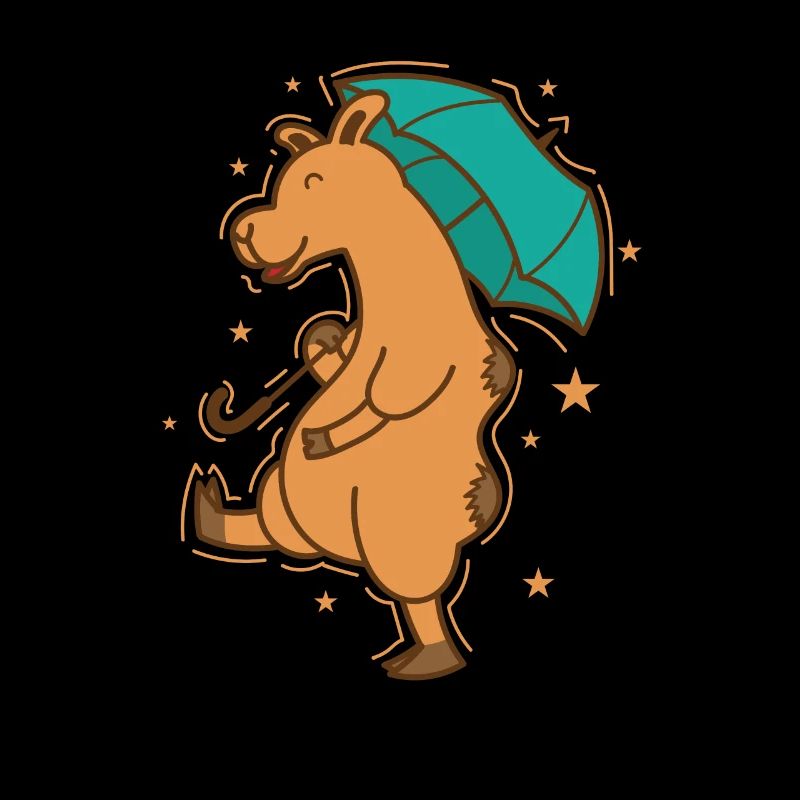 Camel with umbrella dromedary caravan