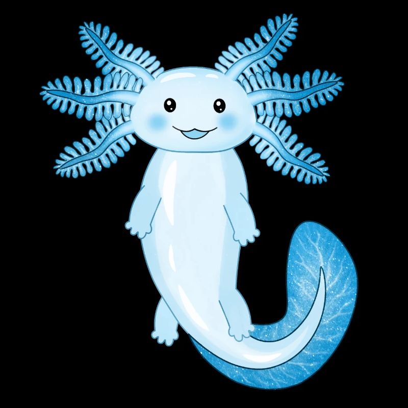 Mignon axolotl bleu nageant dans un océan