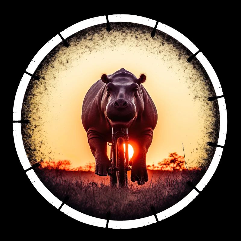 A hippopotamus on a bicycle
