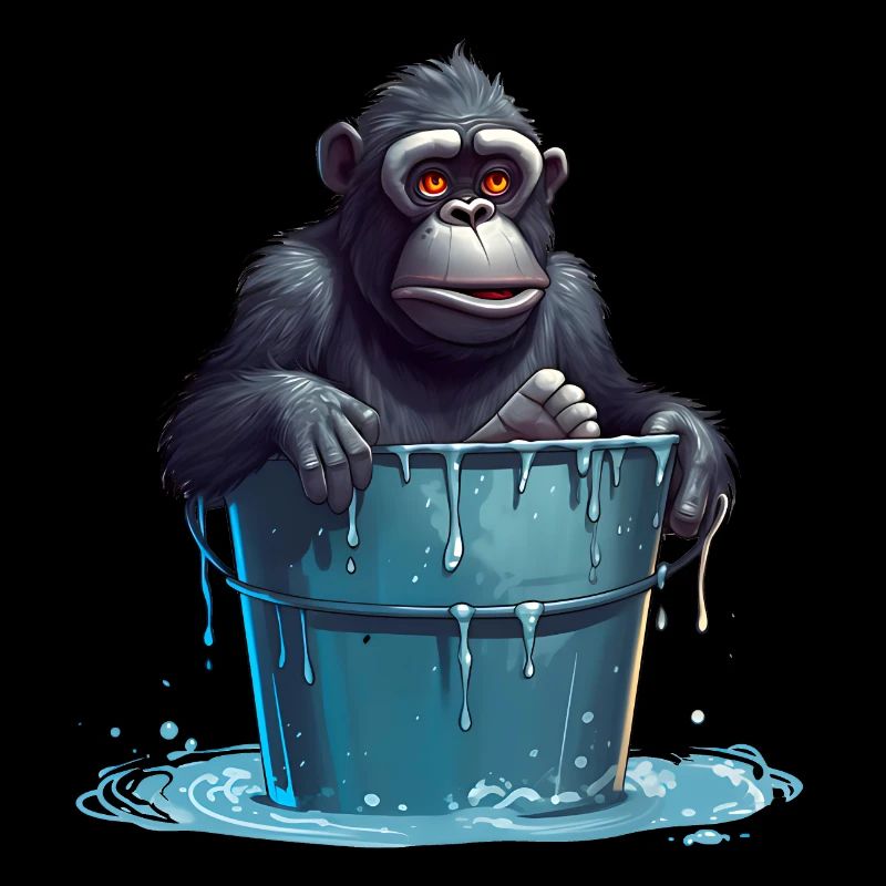 Monkey cooling off on hot summer day