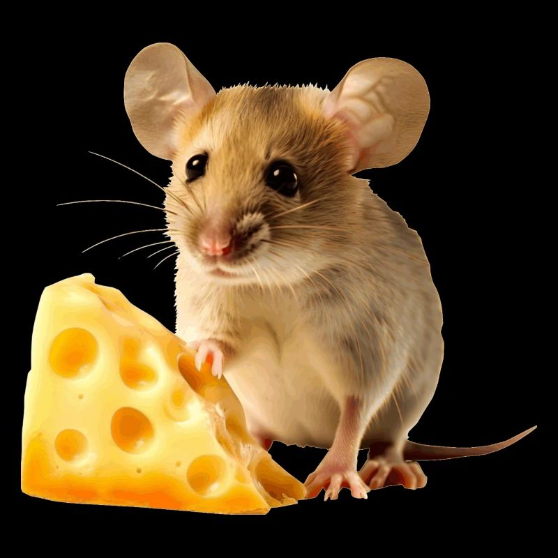 Maus mit einem Stückchen Käse