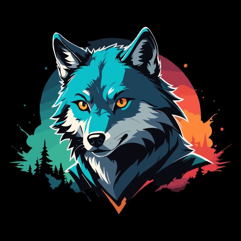 Wolf Canine Colorful Illustration