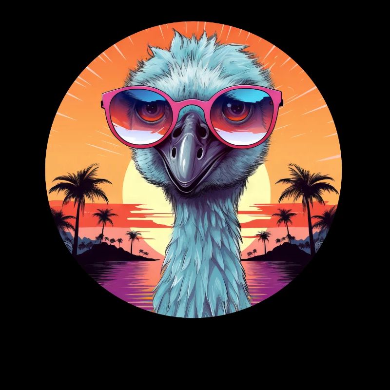 Cool emu on the beach with sunglasses – Sunset