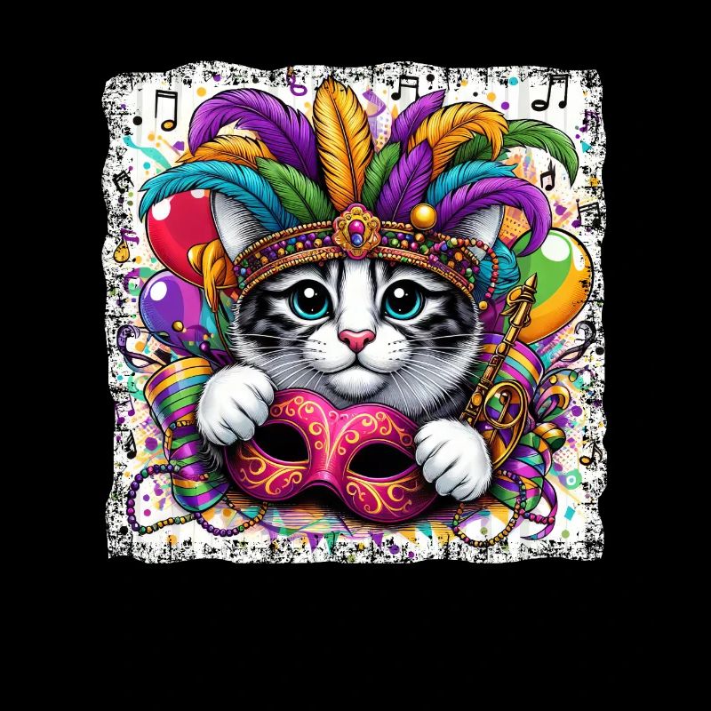 Mardi Gras Chat Masque Plume Coiffe