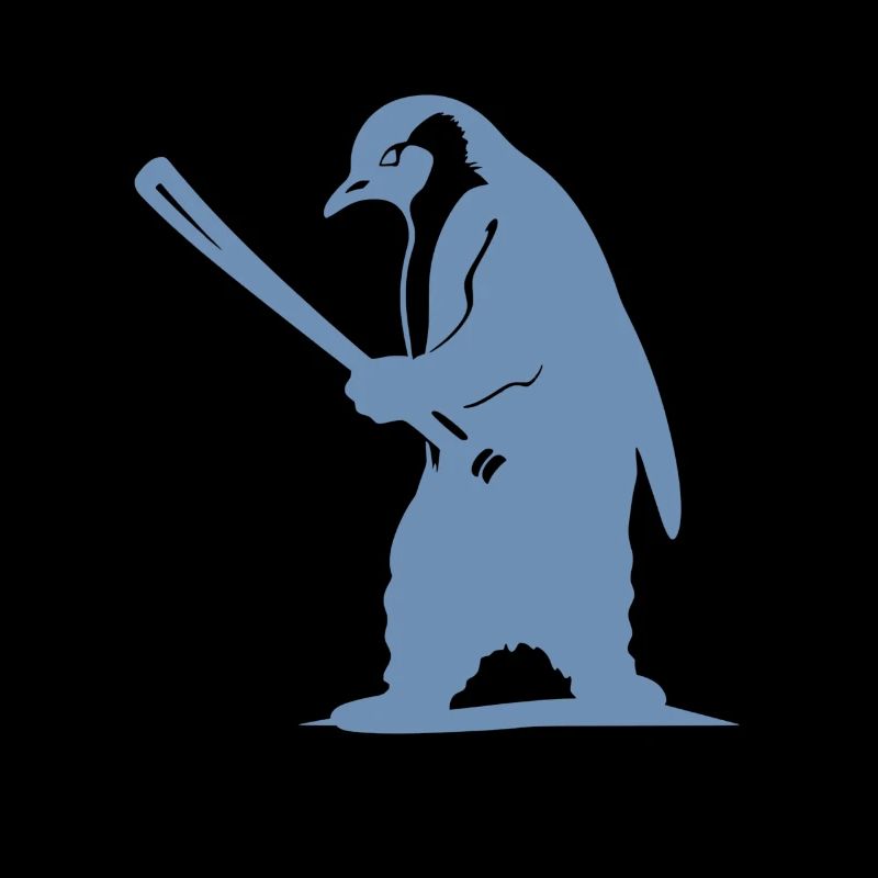 Penguin Baseball Player Silhouette