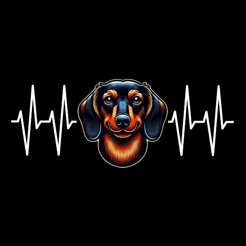 Dachshund portrait with heart line for dachshund friends
