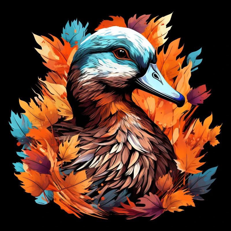Canard doux dans le feuillage d’automne