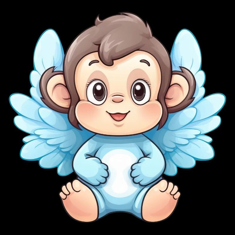 monkey chimpanzee angel wings cute kawaii