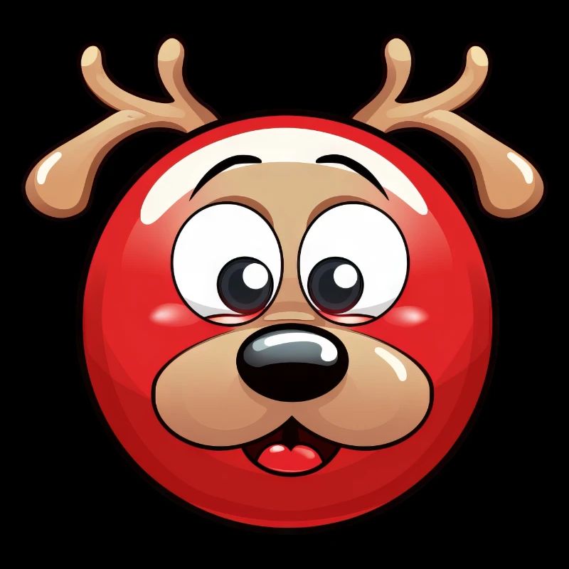 Rundes Rentier-Weihnachtskugel Comic Design