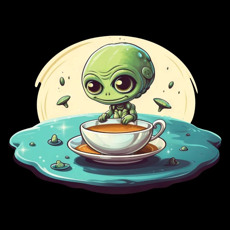 grünes alien kaffee kaffeetrinker