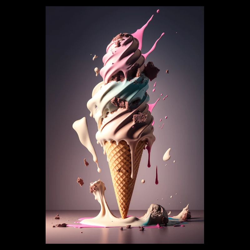 Cornet de crème glacée mangeant des bonbons sucrés restauration rapide