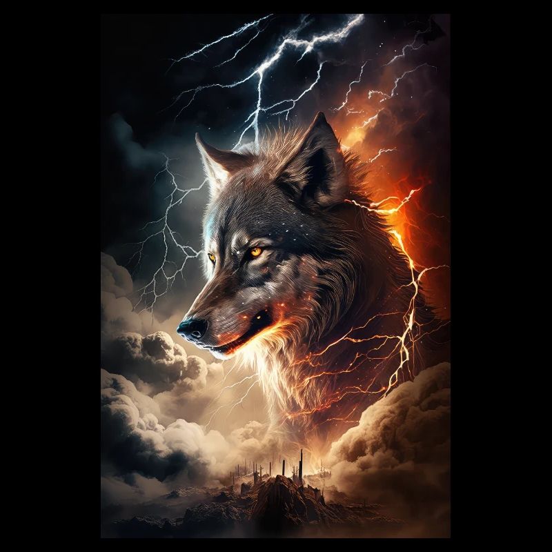 Wolf Blitz Donner Epic Cool Episch Wölfe