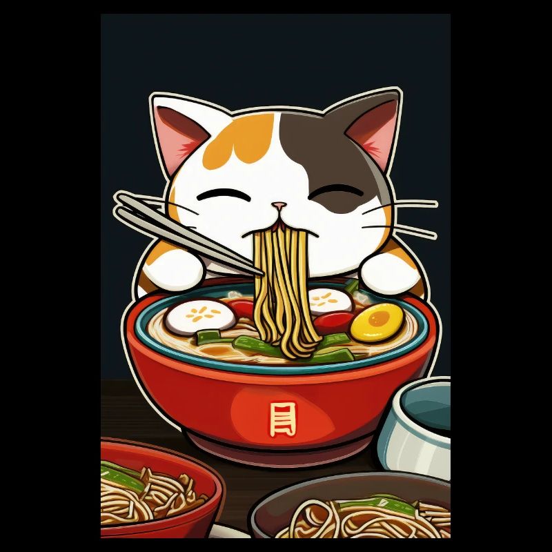Cat Japanese Ramen Otaku Anime