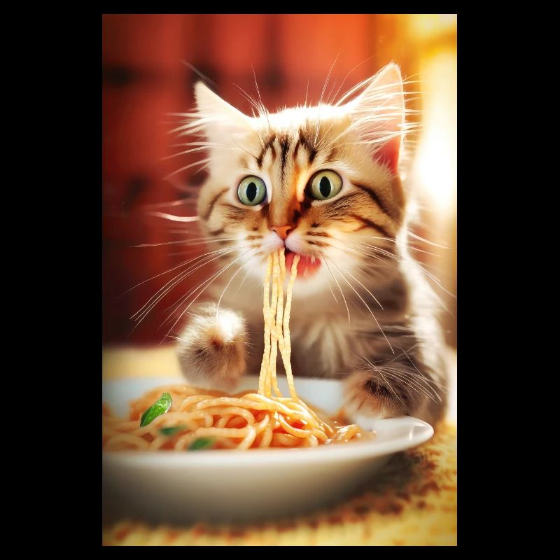 Funny cat spaghetti