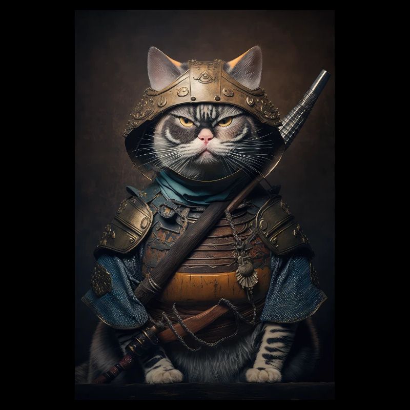 Samurai Cat Cat Cool Japan Warrior