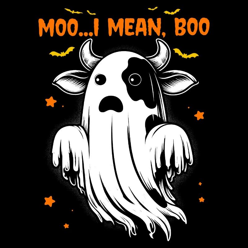 Ghost Cow Muh Ich meine Boo Pumpkin Moon Halloween