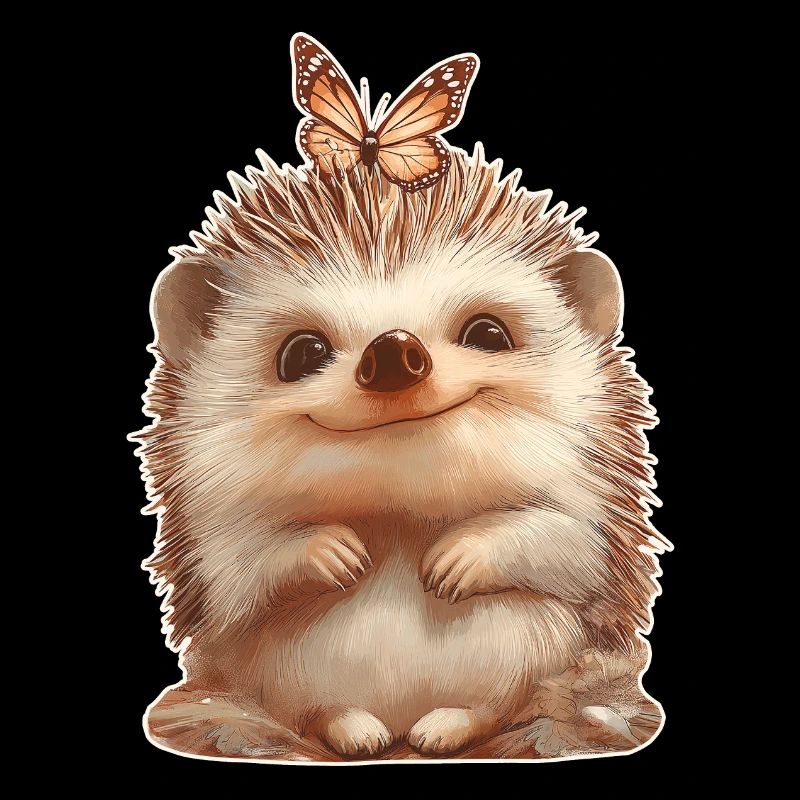 Hérisson avec papillon