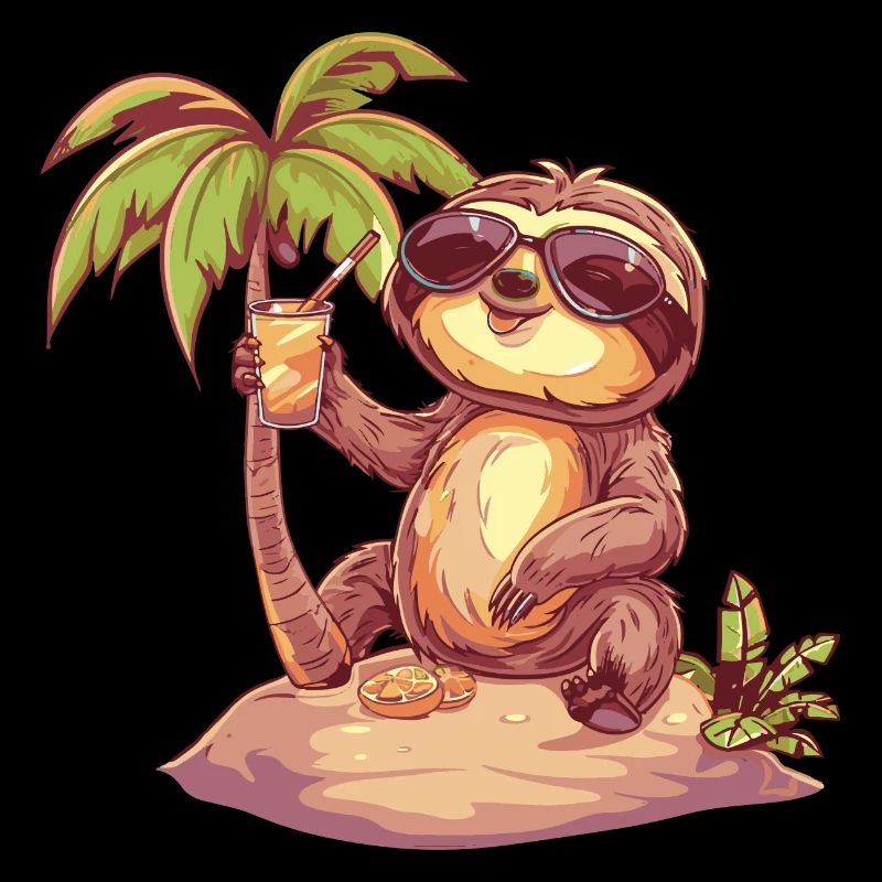 Sloth Summer Beach Vacation