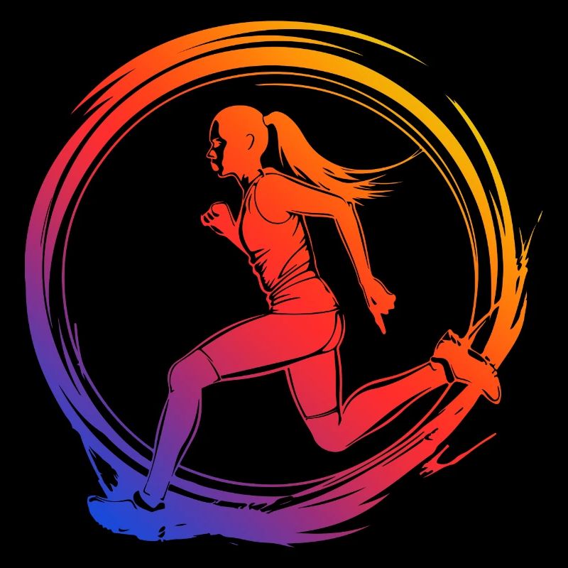 course à pied marathon silhouette coloré