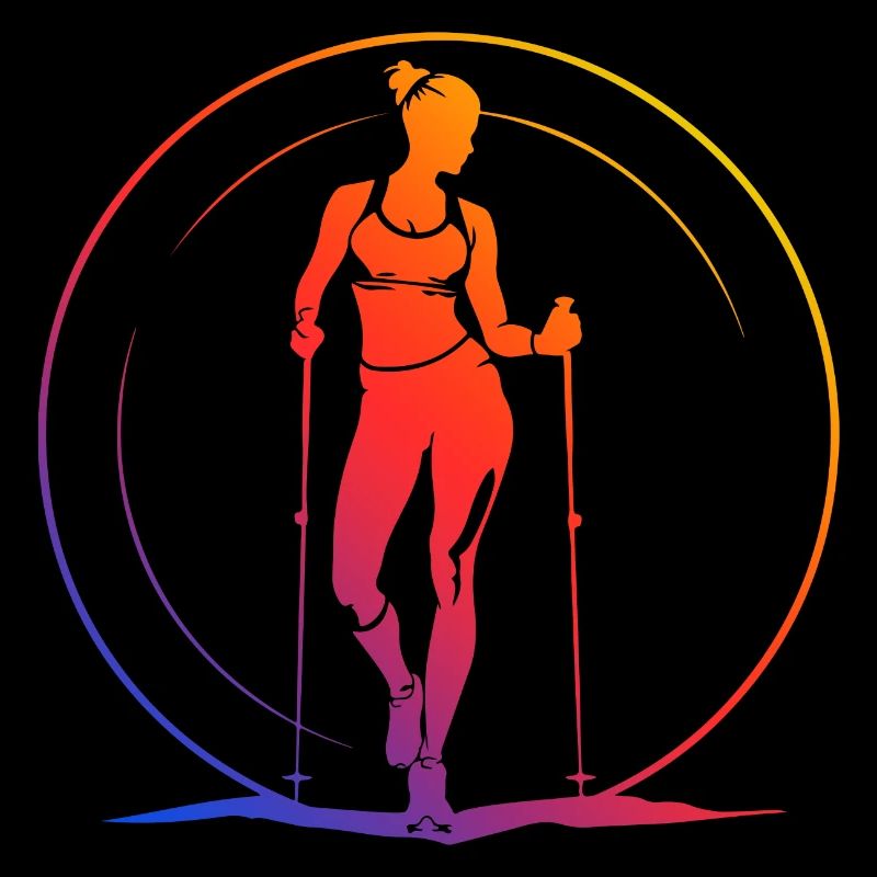 Nordic Walking Silhouette Colorful
