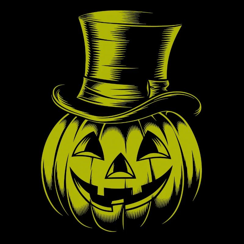 Halloween pumpkin with top hat line drawing