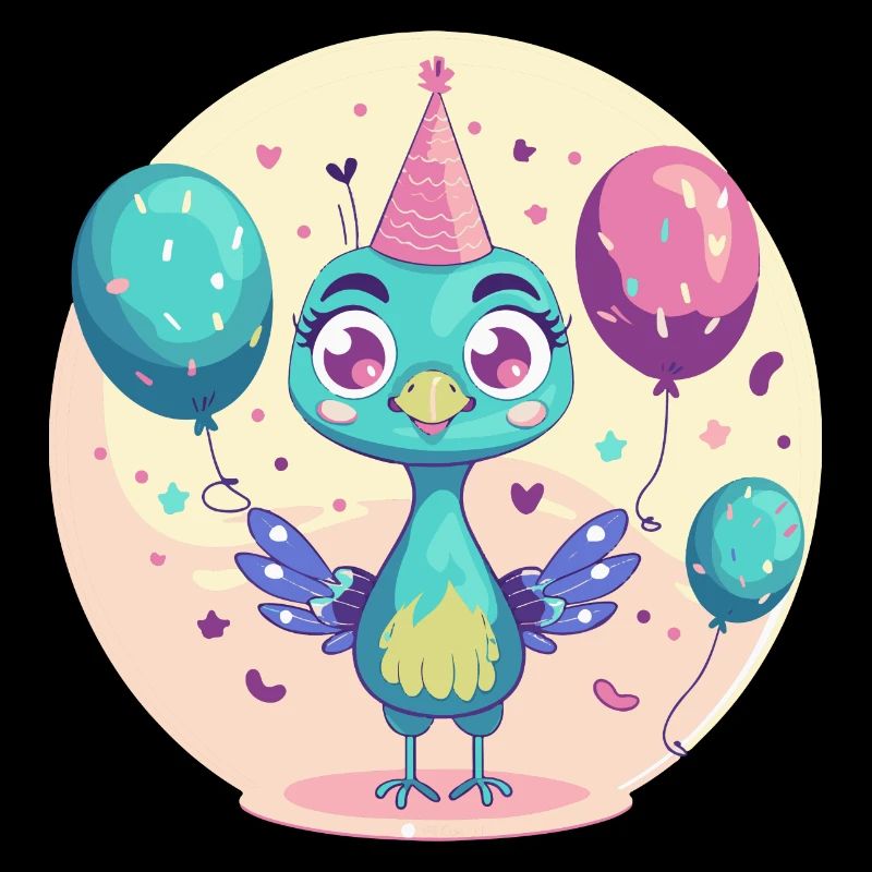 Pfau Vogel Geburtstag Comic