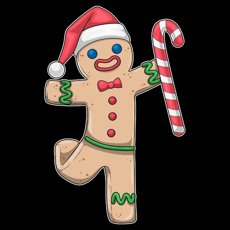 Gingerbread Man Christmas Candy Cane