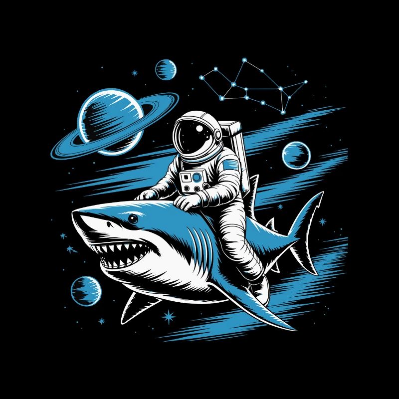 Cosmic Shark And Astronaut