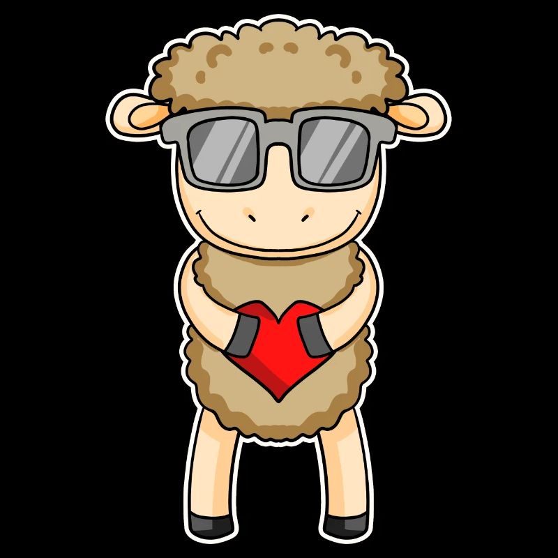 Sheep with heart and glasses