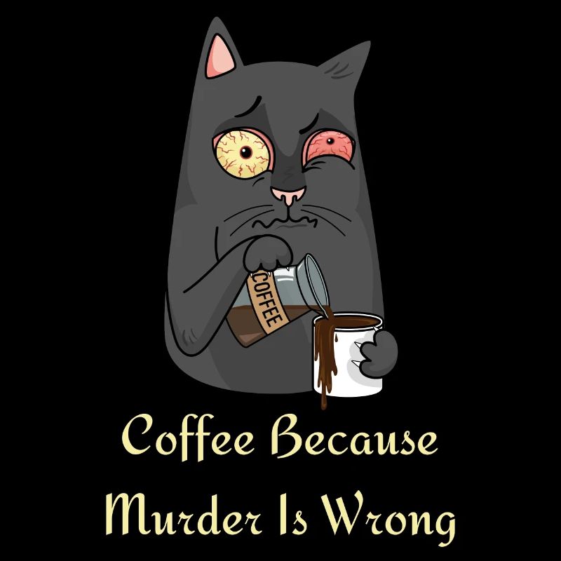 Kaffee Tshirt- lustige Kaffee Sprüche mit Katze