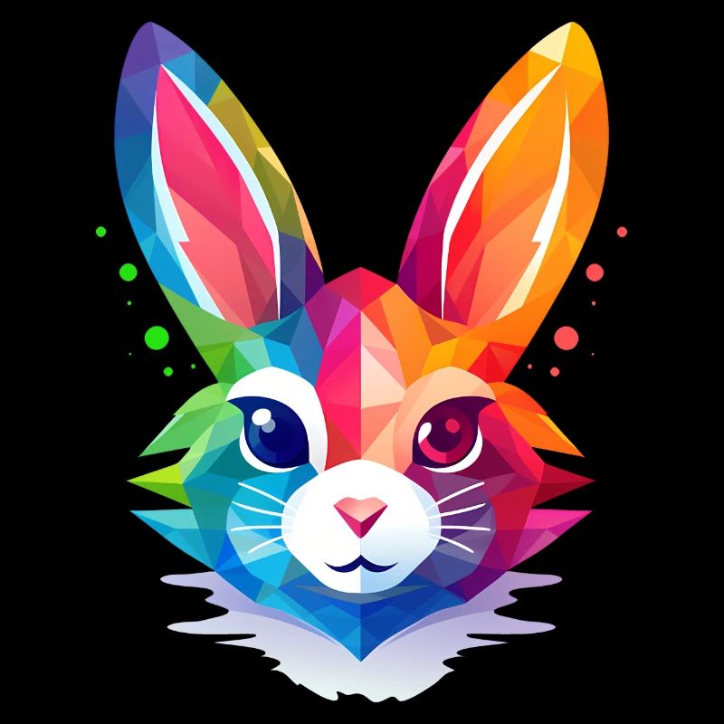 Polygonkaninchen in Regenbogenfarben