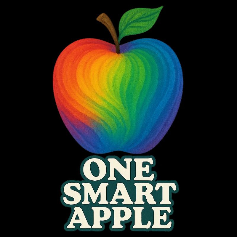 Pomme colorée avec le titre « One Smart Apple »