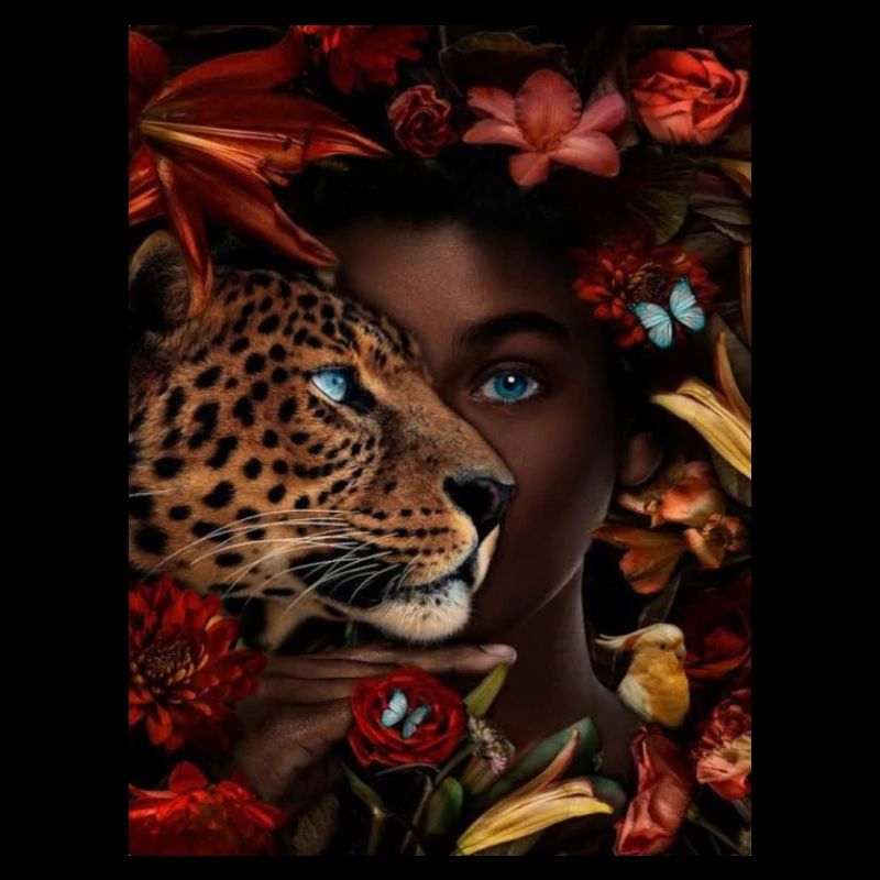 Leopard mit Menschen Gesicht