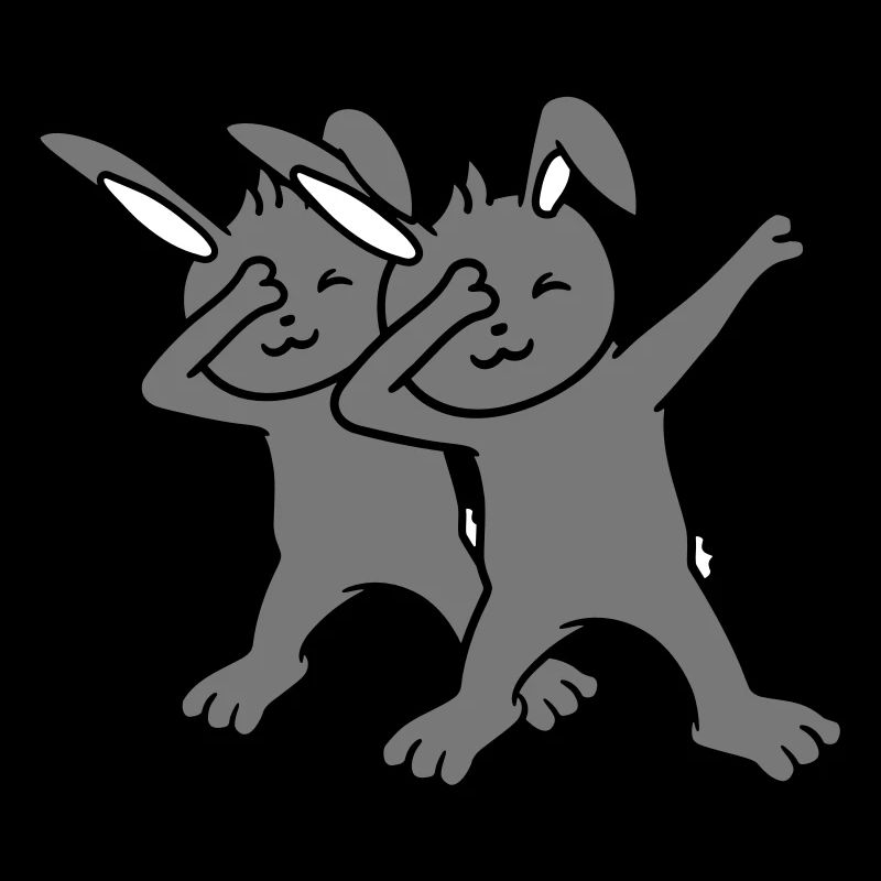 2 Lapins Dabbing Dab Danse Pose Danse Amis Équipe