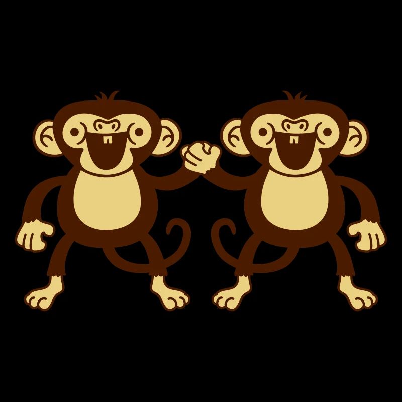 2 cute monkey friends couple team