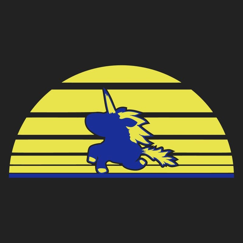 Licorne Sauts Soleil Rayure Mignon Cool Silhouette