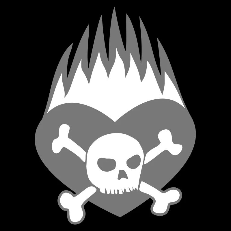 burning heart flame Skull fire