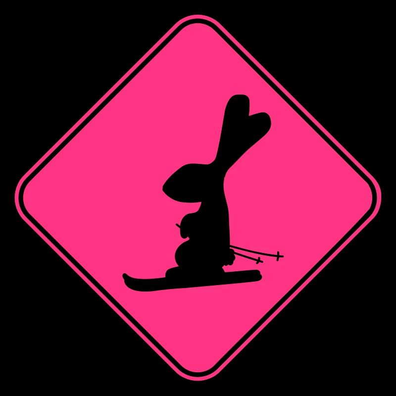 Rabbit Warning Sign Ski Bunny Skiing Skiing