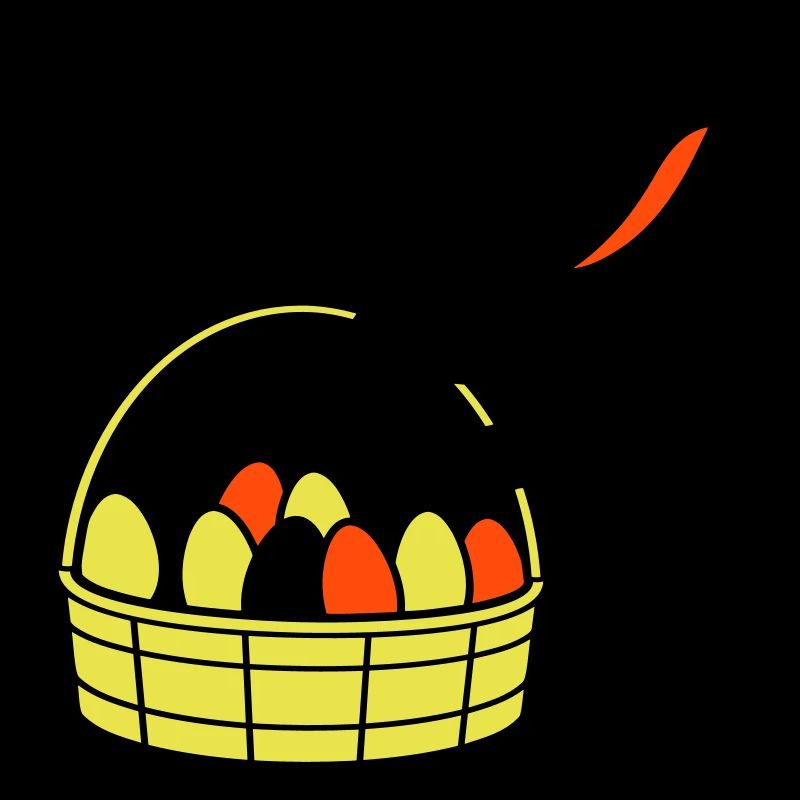 Bunny basket Easter eggs looking Easter bunny colorful eggs