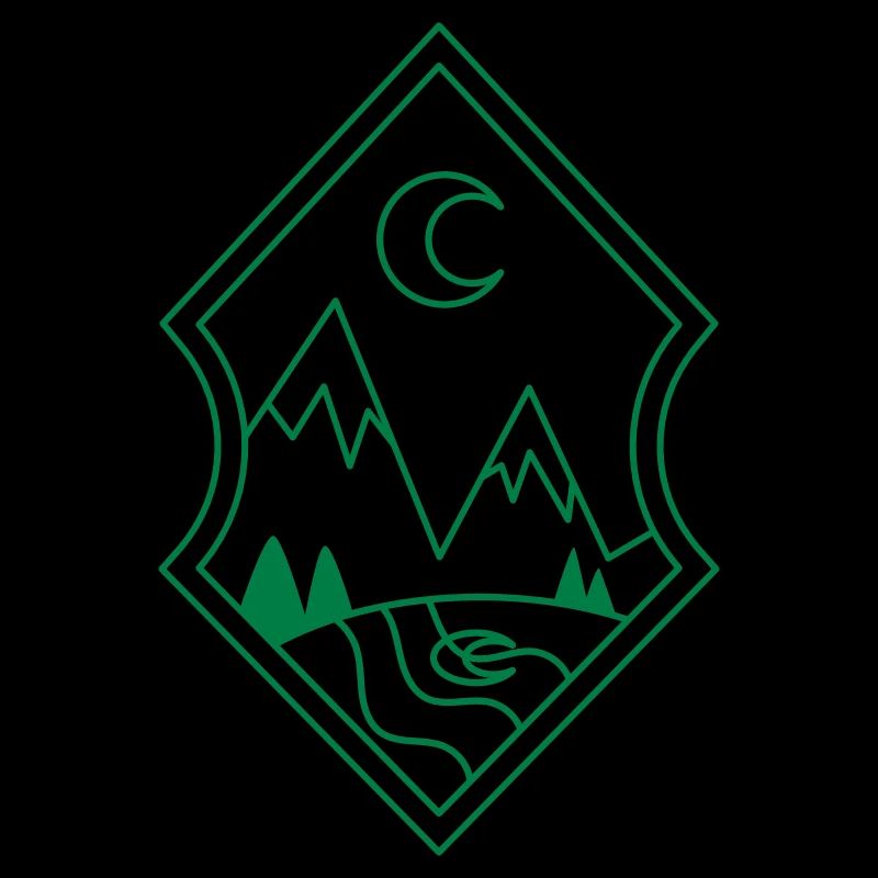 BOHO moonlit mountains and moon reflection