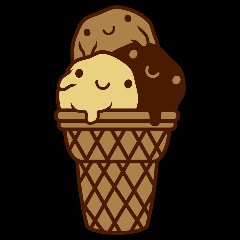 Süße 3 Eiskugeln Waffel