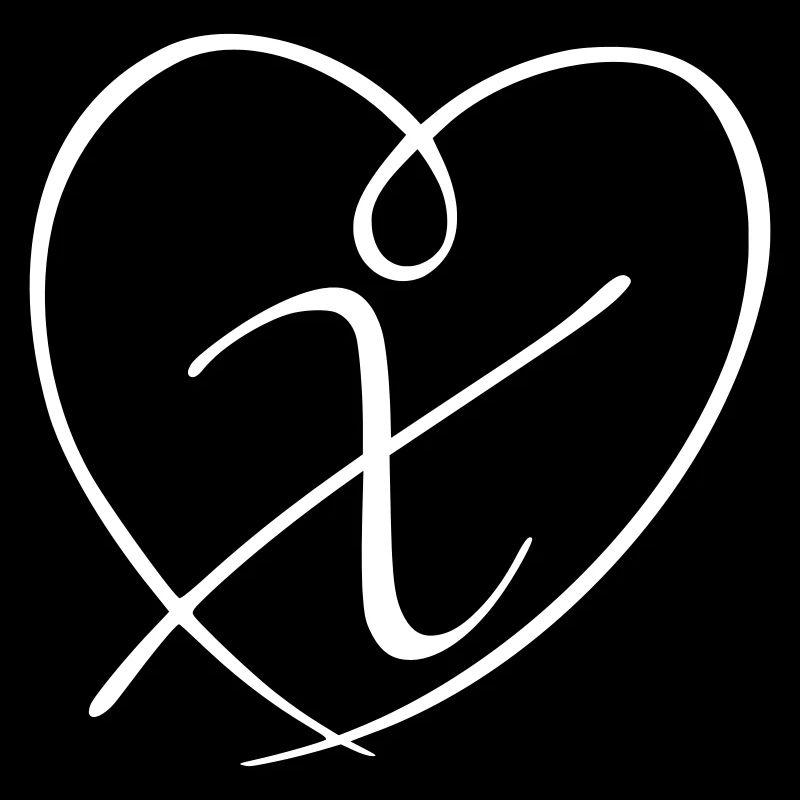 Letter X Calligraphy Heart